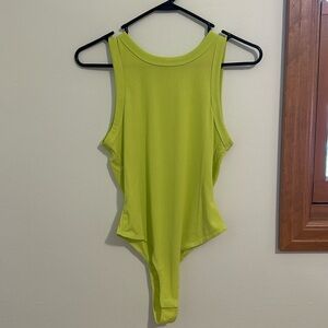 Lime green rib knit bodysuit